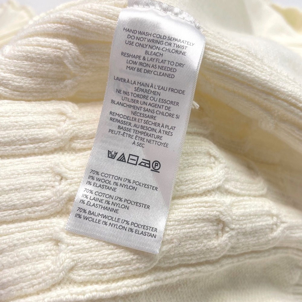 NWT Pilcro Anthropologie Cable Knit Long Swing Sweater Mock Neck Ivory L $138 - Picture 9 of 11